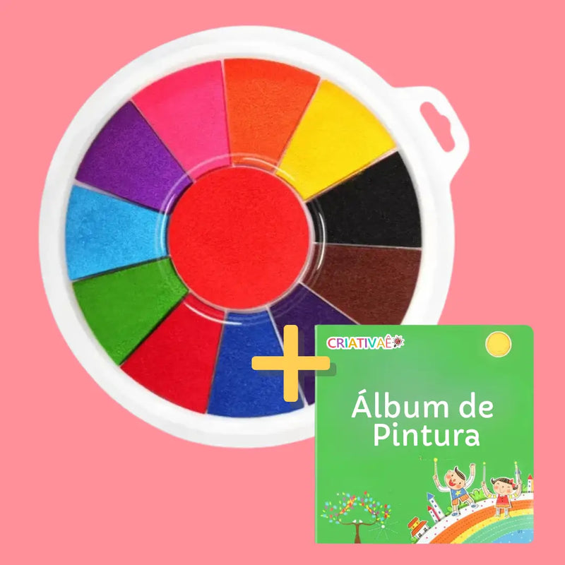KIT Pintura Criativa - Pintura à Dedo Montessori Criativaê + Álbum de Pintura (Atóxico e Lavável)