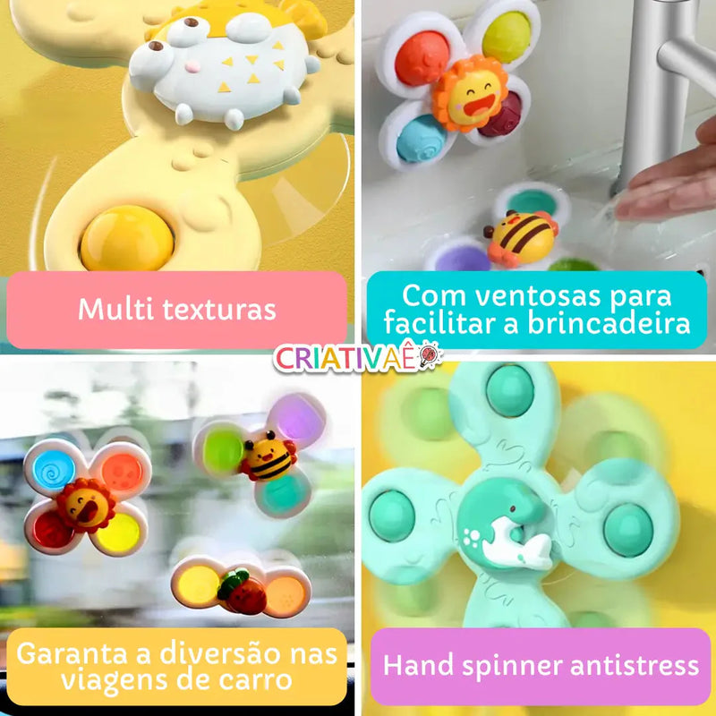 Spin Pop Criativaê - KIT de Brinquedos Giratórios Interativos (3 unidades)