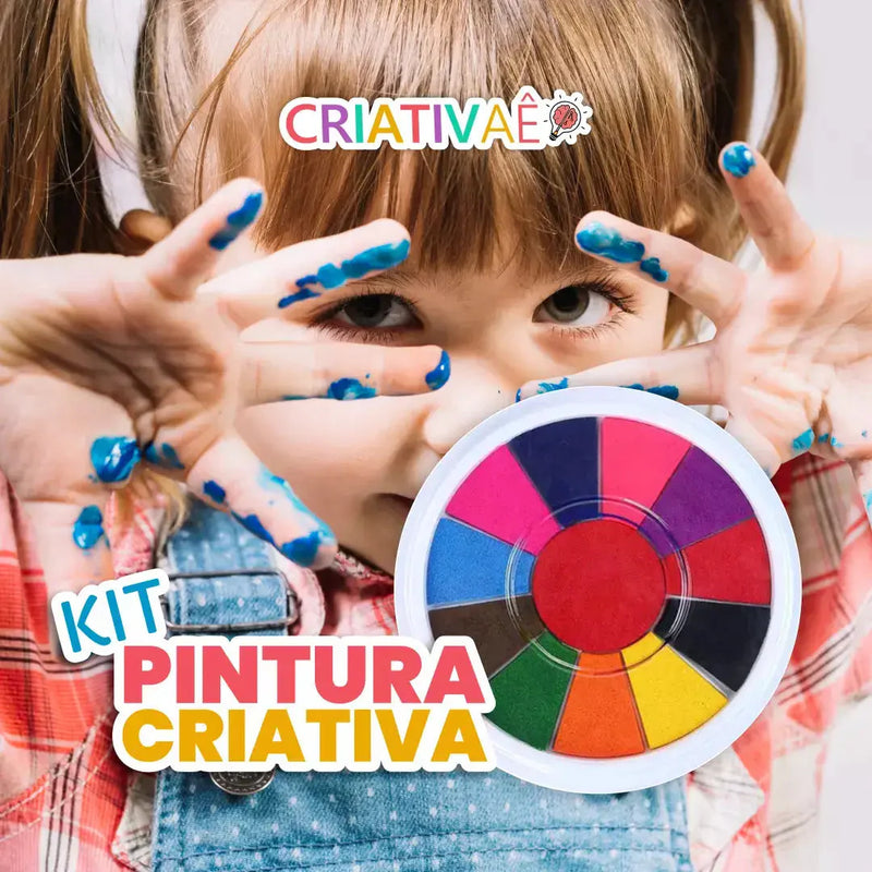 KIT Pintura Criativa - Pintura à Dedo Montessori Criativaê + Álbum de Pintura (Atóxico e Lavável)